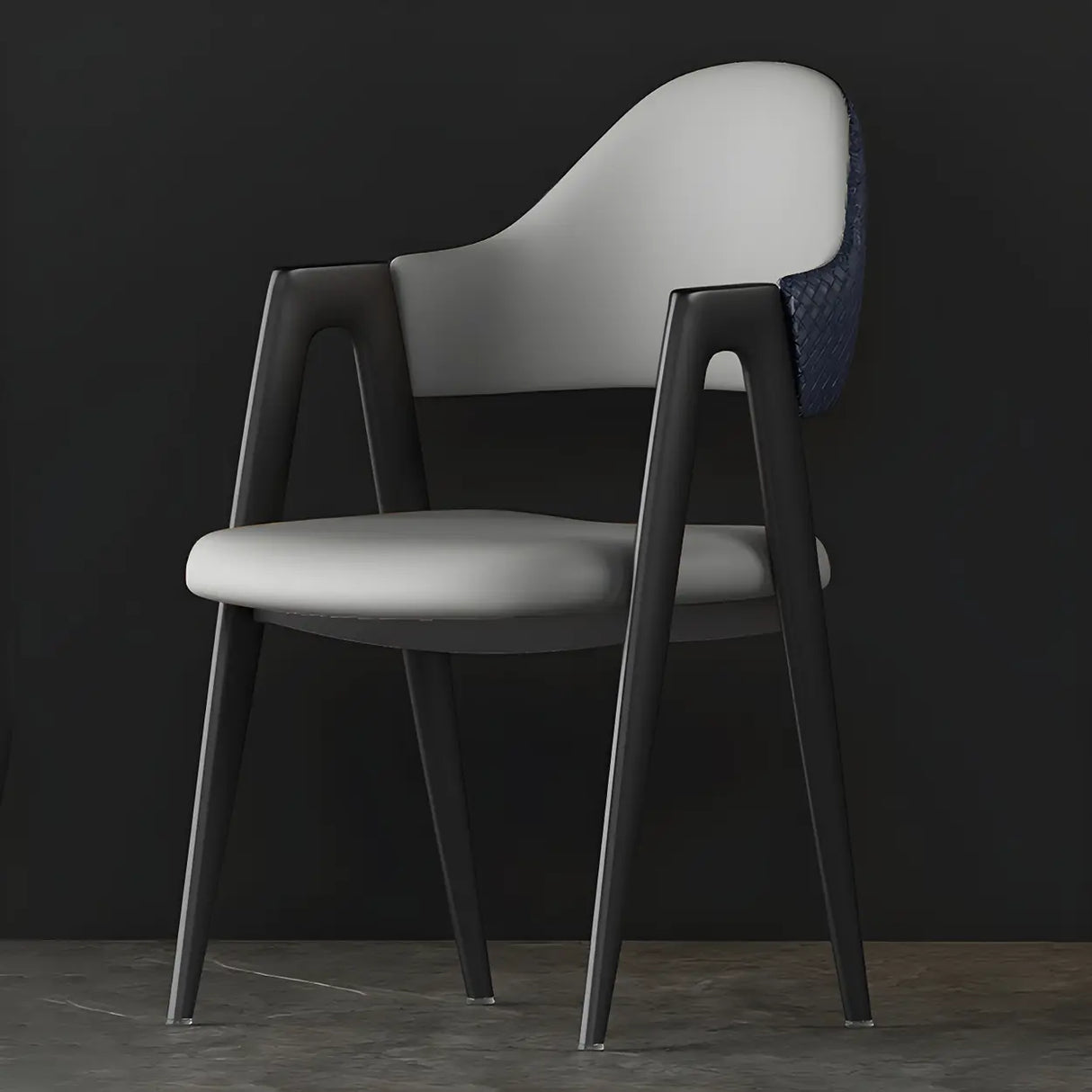 Open Back Leather Dining Arm Chair with Metal Leg Image - 22