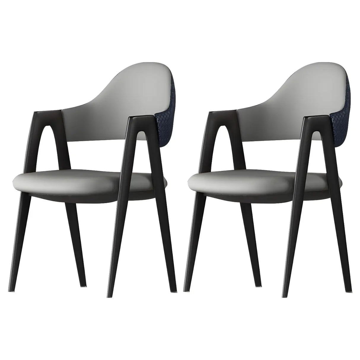 Open Back Leather Dining Arm Chair with Metal Leg Image - 23