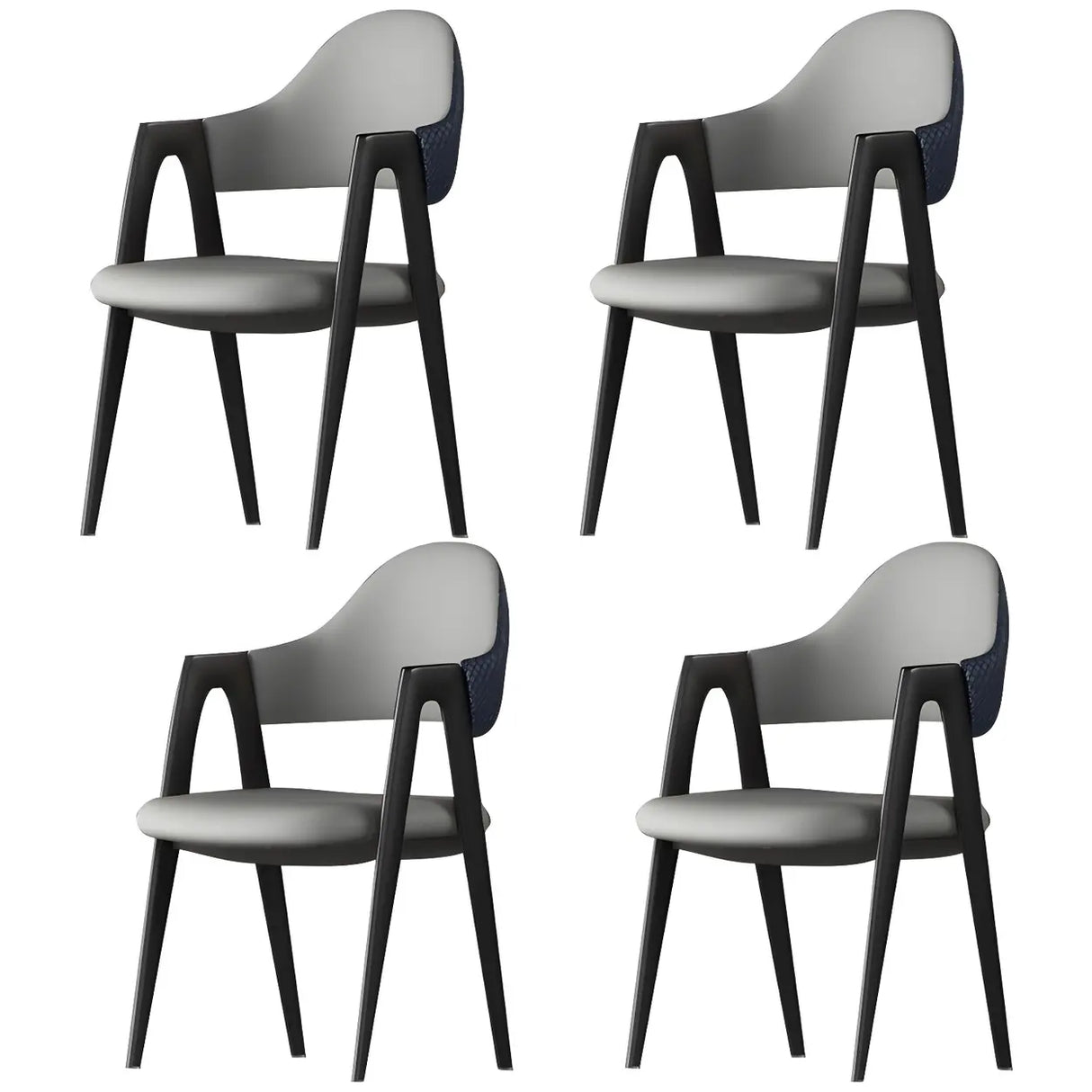 Open Back Leather Dining Arm Chair with Metal Leg Image - 24