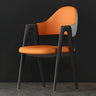 Open Back Leather Dining Arm Chair with Metal Leg Image - 25