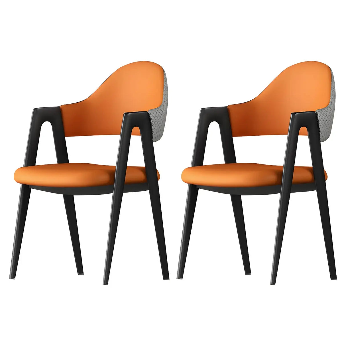 Open Back Leather Dining Arm Chair with Metal Leg Image - 26