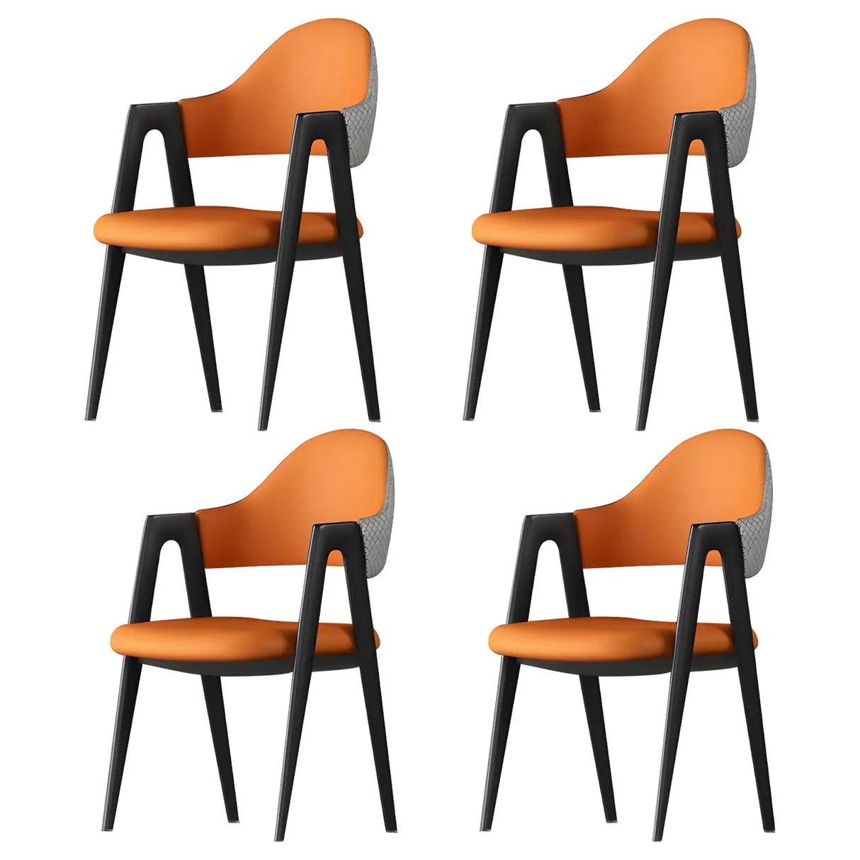 Open Back Leather Dining Arm Chair with Metal Leg Image - 27