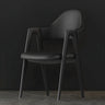 Open Back Leather Dining Arm Chair with Metal Leg Image - 2