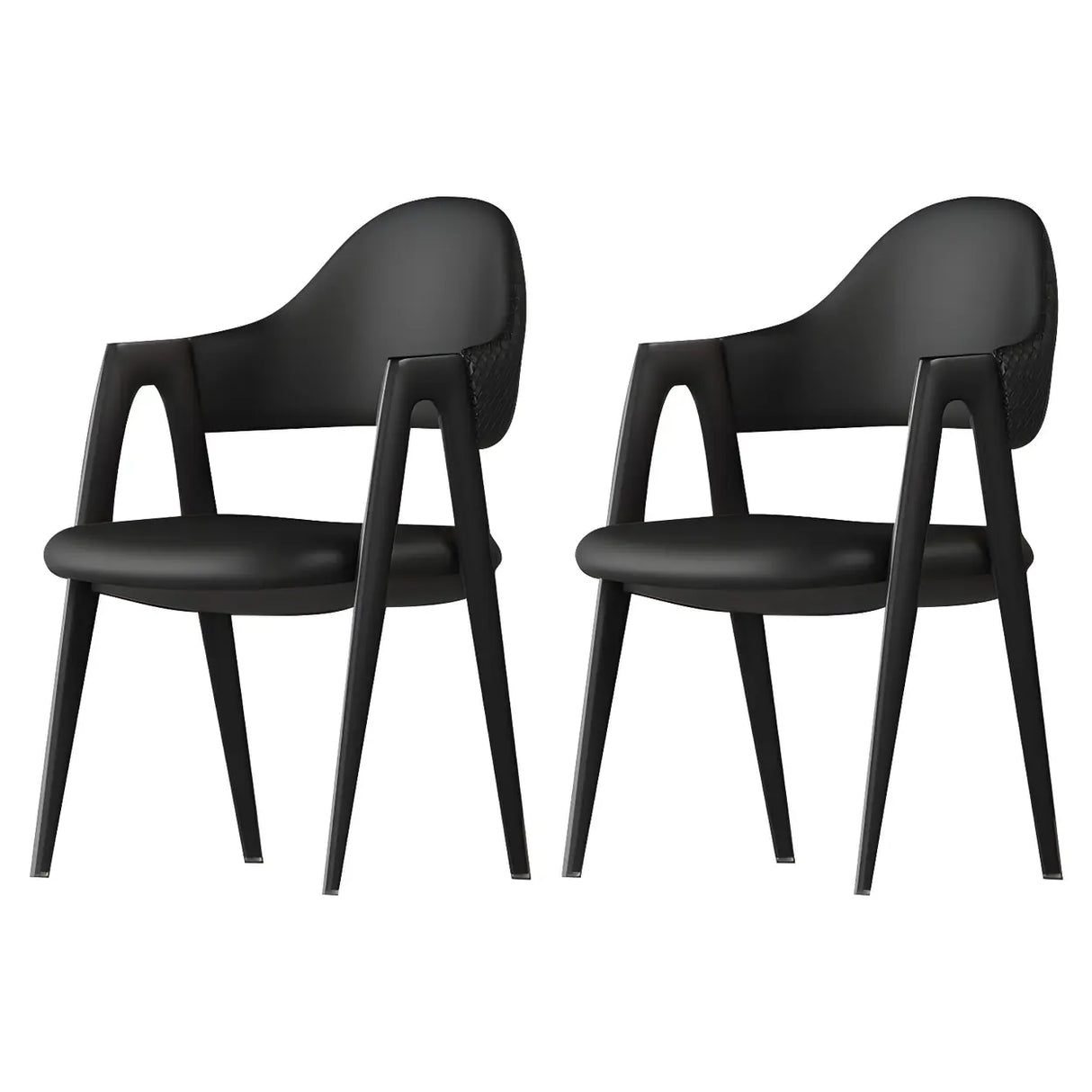 Open Back Leather Dining Arm Chair with Metal Leg Image - 4