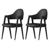 Open Back Leather Dining Arm Chair with Metal Leg Image - 4