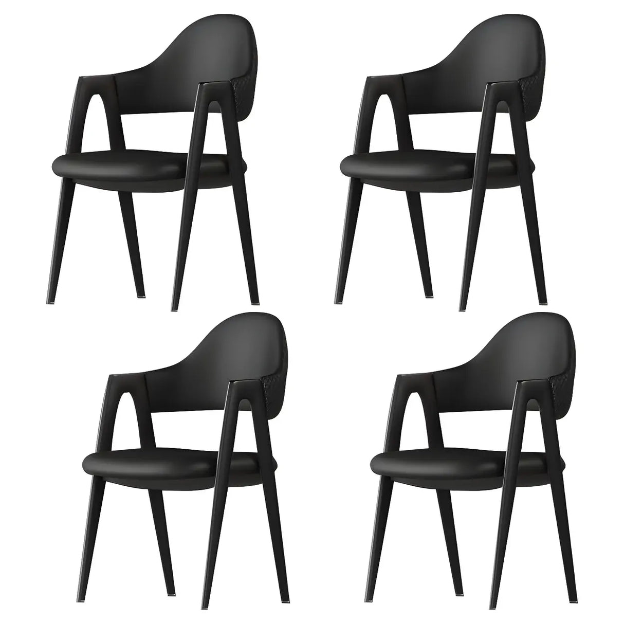 Open Back Leather Dining Arm Chair with Metal Leg Image - 5