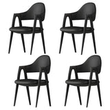 Open Back Leather Dining Arm Chair with Metal Leg Image - 5
