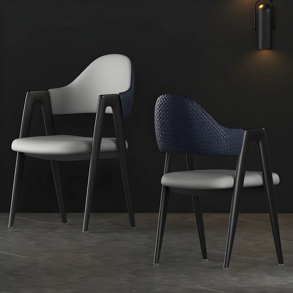 Open Back Leather Dining Arm Chair with Metal Leg Image - 6