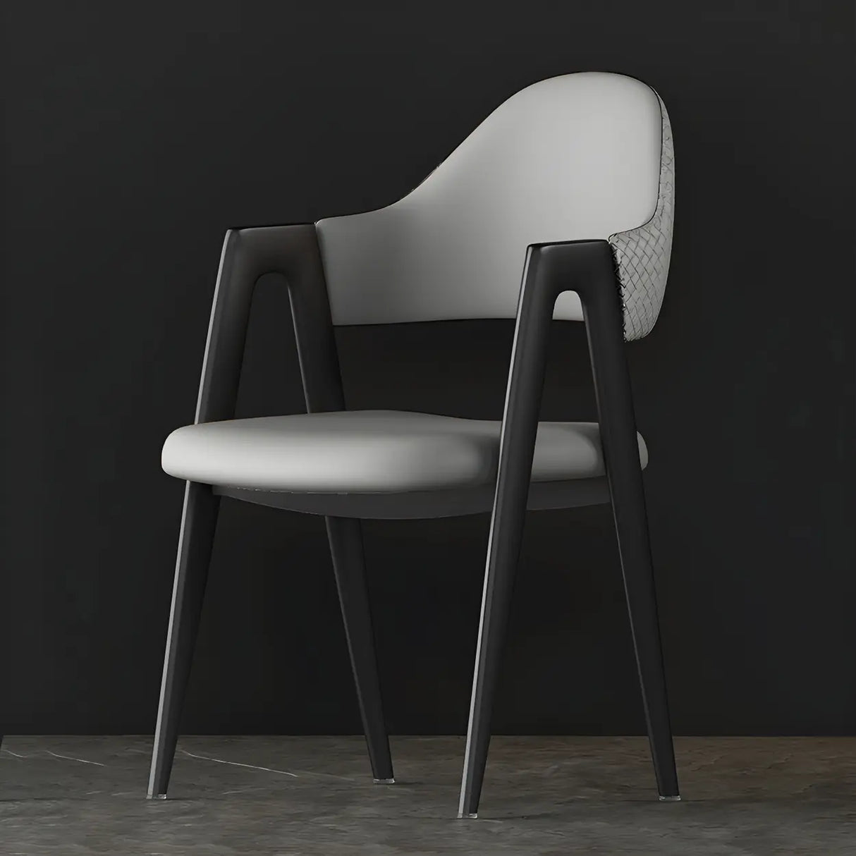 Open Back Leather Dining Arm Chair with Metal Leg Image - 8