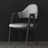 Open Back Leather Dining Arm Chair with Metal Leg Image - 8
