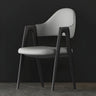 Open Back Leather Dining Arm Chair with Metal Leg Image - 8