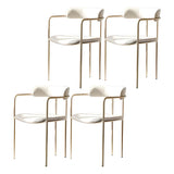 Open Back Microfiber Upholstered Dining Arm Chair Image - 11