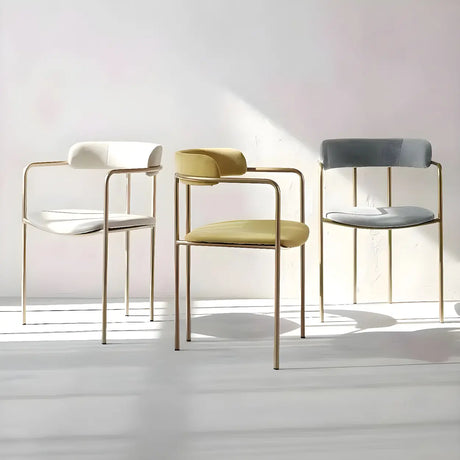 Open Back Microfiber Upholstered Dining Arm Chair Image - 1