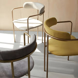 Open Back Microfiber Upholstered Dining Arm Chair Image - 6