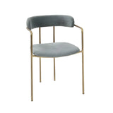 Open Back Microfiber Upholstered Dining Arm Chair Image - 9