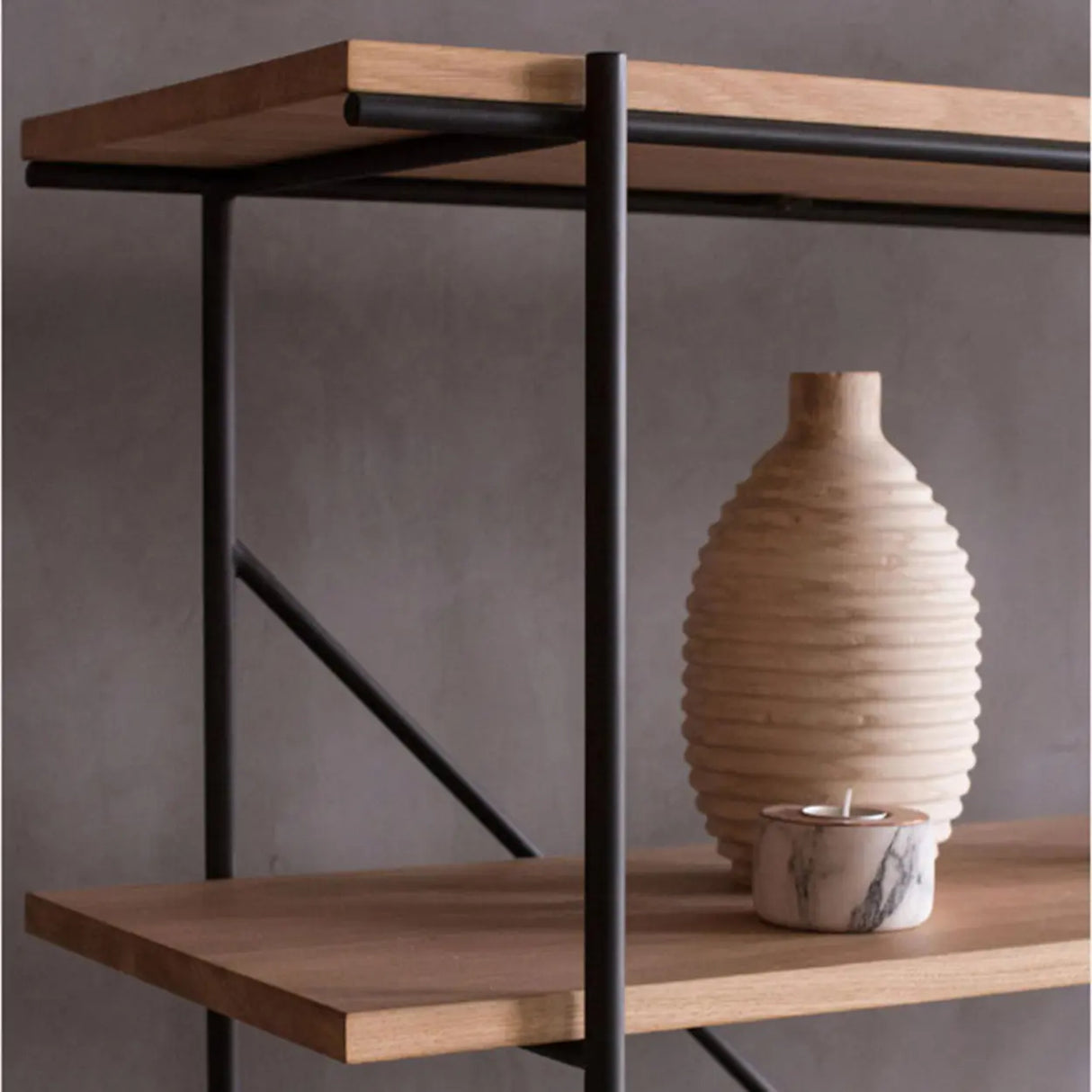 Open Back Modern Vertical Metal Frame Etagere Bookcase Image - 10