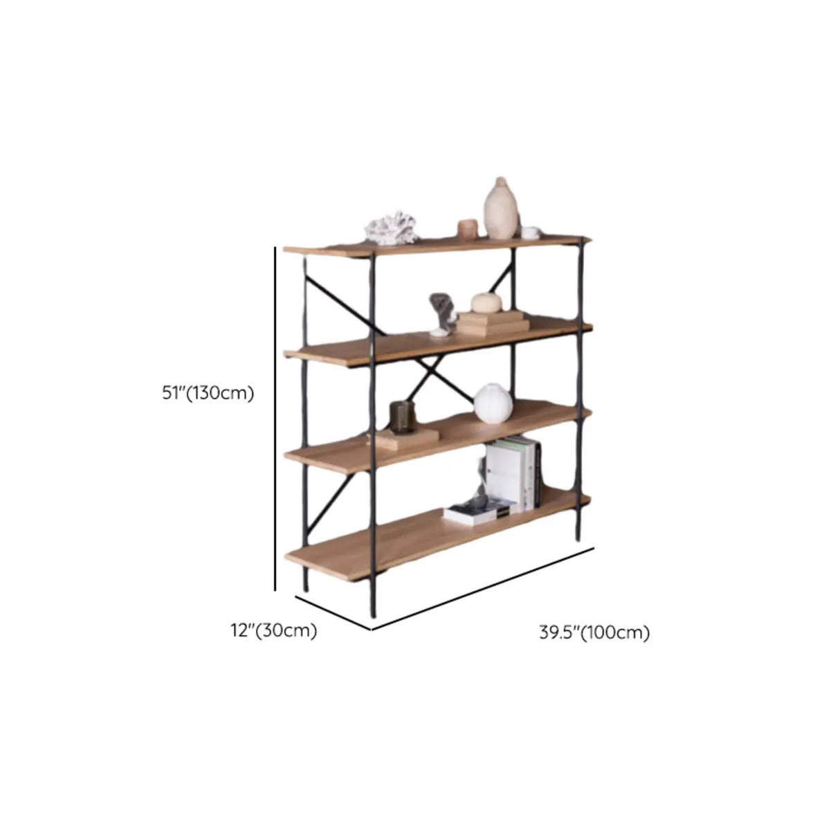Open Back Modern Vertical Metal Frame Etagere Bookcase Image - 17