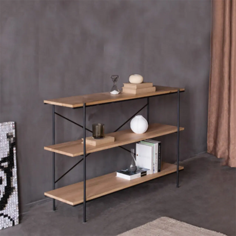 Open Back Modern Vertical Metal Frame Etagere Bookcase Image - 2