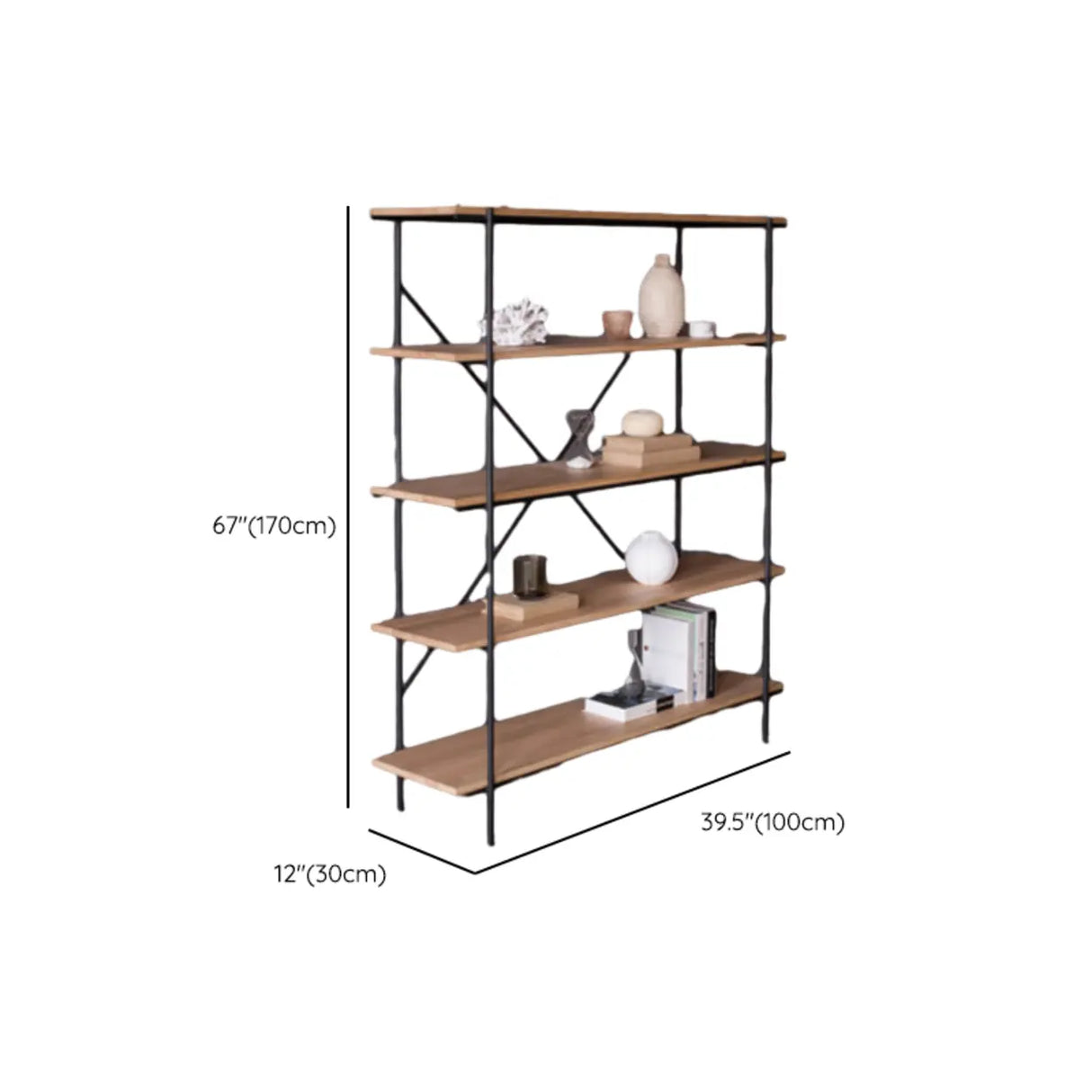 Open Back Modern Vertical Metal Frame Etagere Bookcase Image - 20