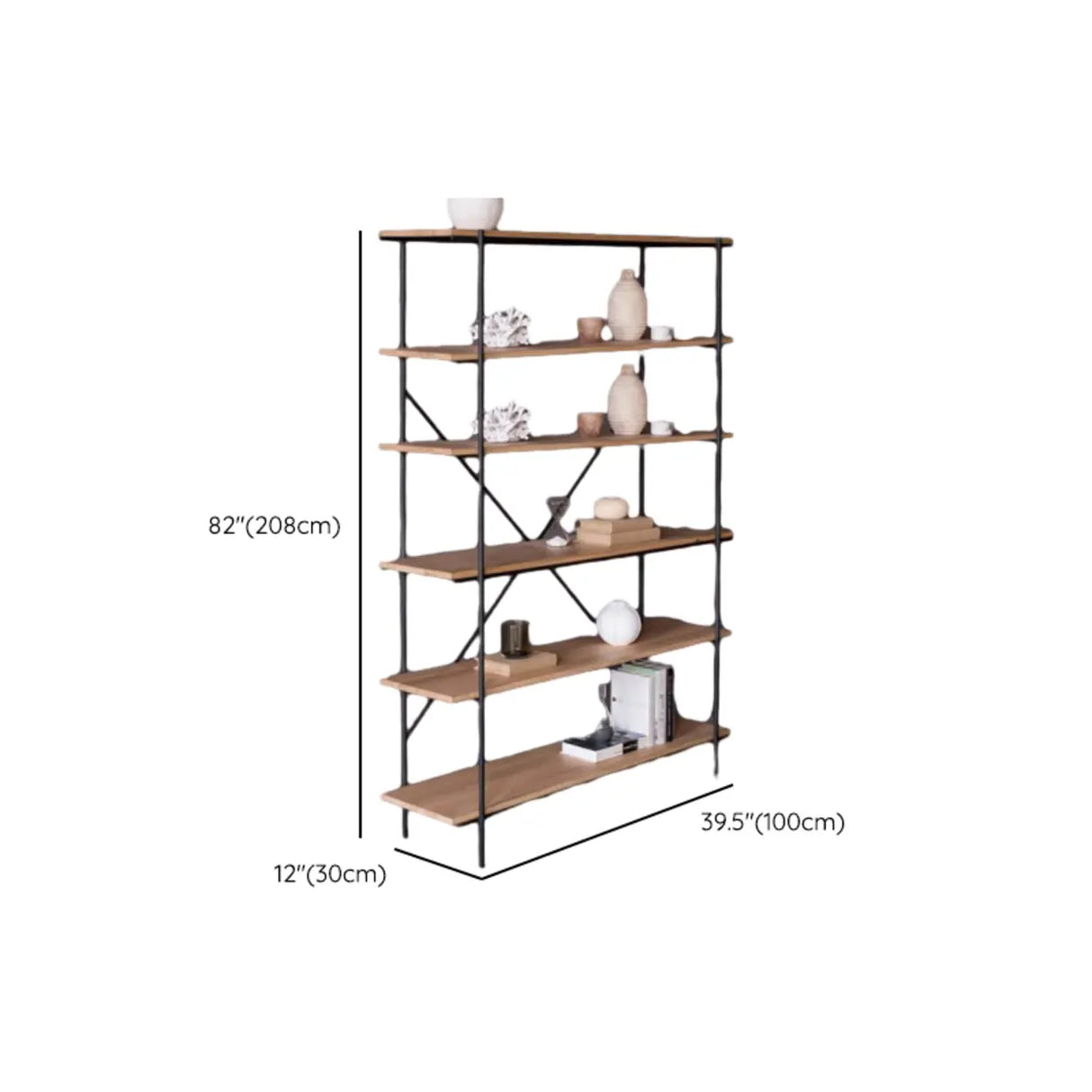 Open Back Modern Vertical Metal Frame Etagere Bookcase Image - 24