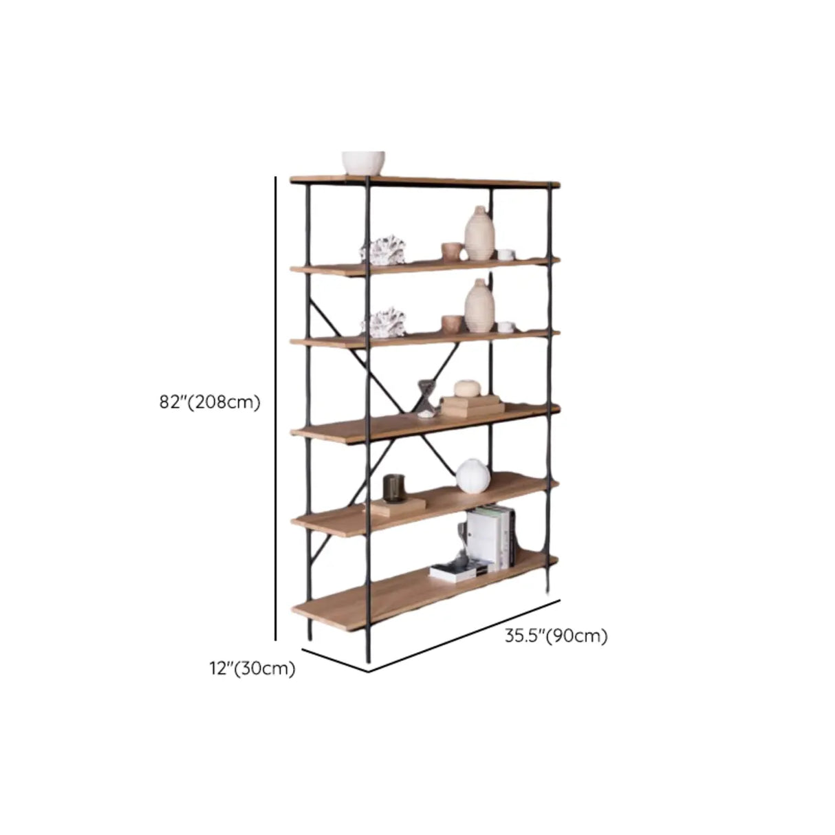 Open Back Modern Vertical Metal Frame Etagere Bookcase Image - 27