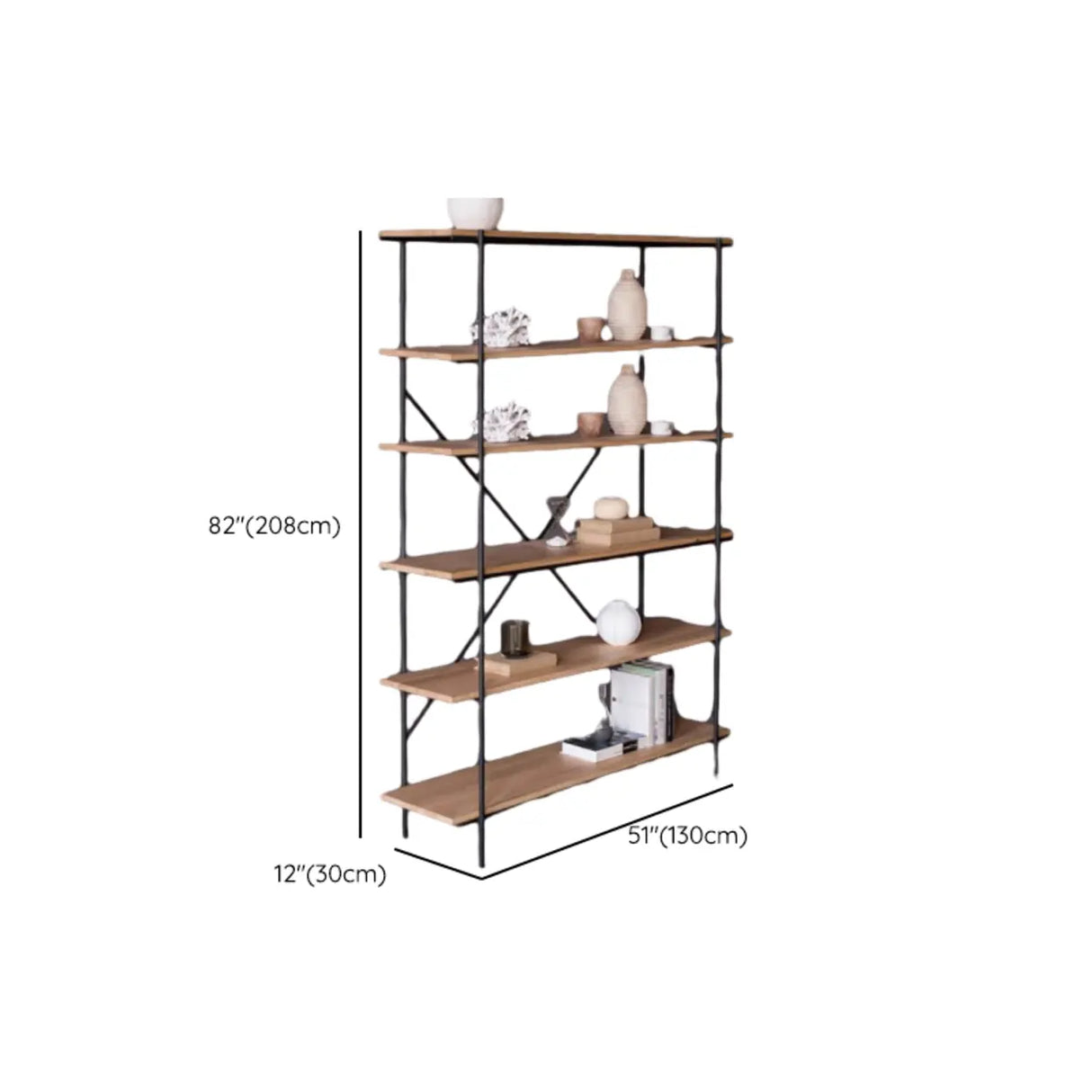 Open Back Modern Vertical Metal Frame Etagere Bookcase Image - 28