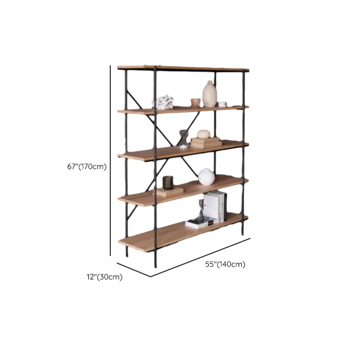 Open Back Modern Vertical Metal Frame Etagere Bookcase Image - 34