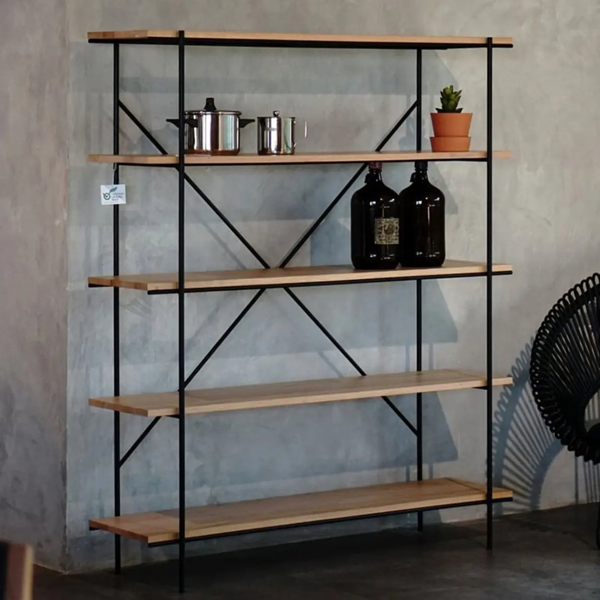 Open Back Modern Vertical Metal Frame Etagere Bookcase Image - 4