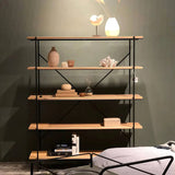 Open Back Modern Vertical Metal Frame Etagere Bookcase Image - 8