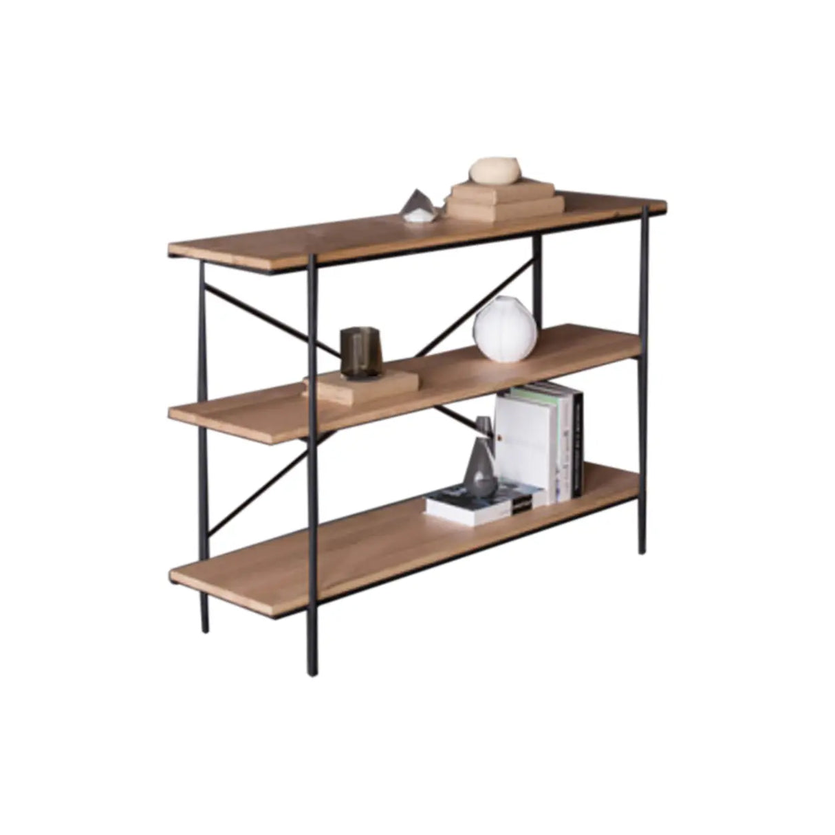 Open Back Modern Vertical Metal Frame Etagere Bookcase Image - 9