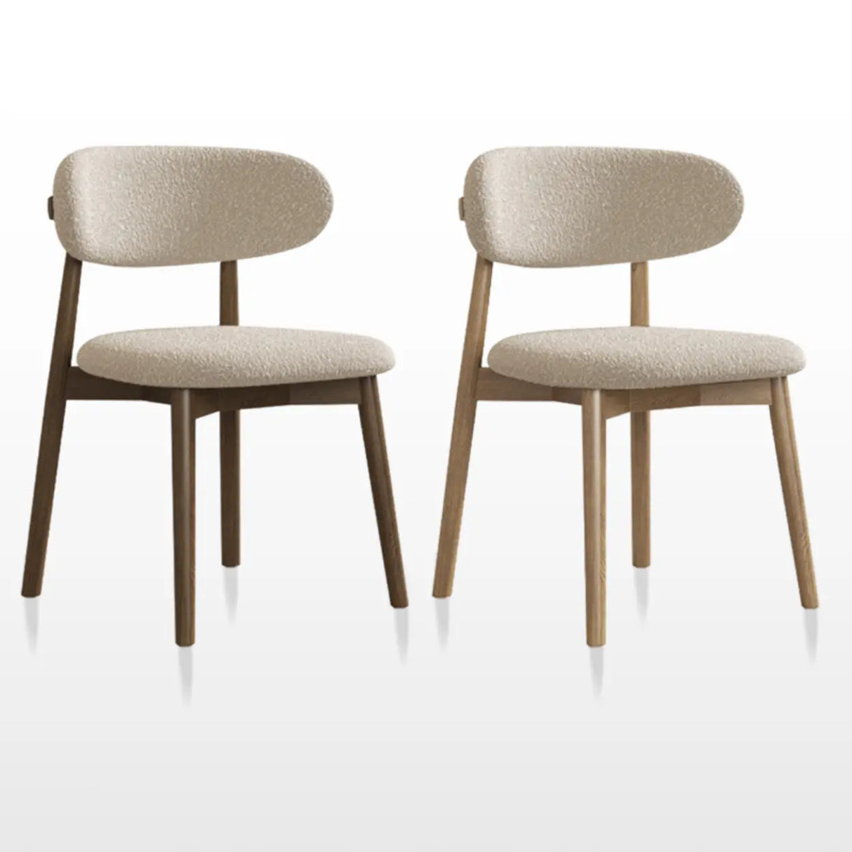 Open Back Round Padded Seating Wood Dining Chair Beige Image - 11