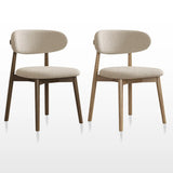 Open Back Round Padded Seating Wood Dining Chair Beige Image - 11