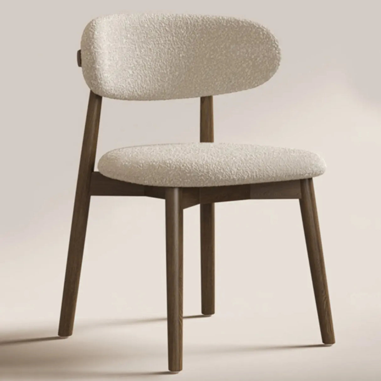 Open Back Round Padded Seating Wood Dining Chair Beige Image - 17