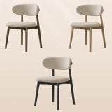 Open Back Round Padded Seating Wood Dining Chair Beige Image - 18