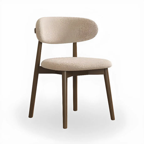 Open Back Round Padded Seating Wood Dining Chair Beige Image - 1