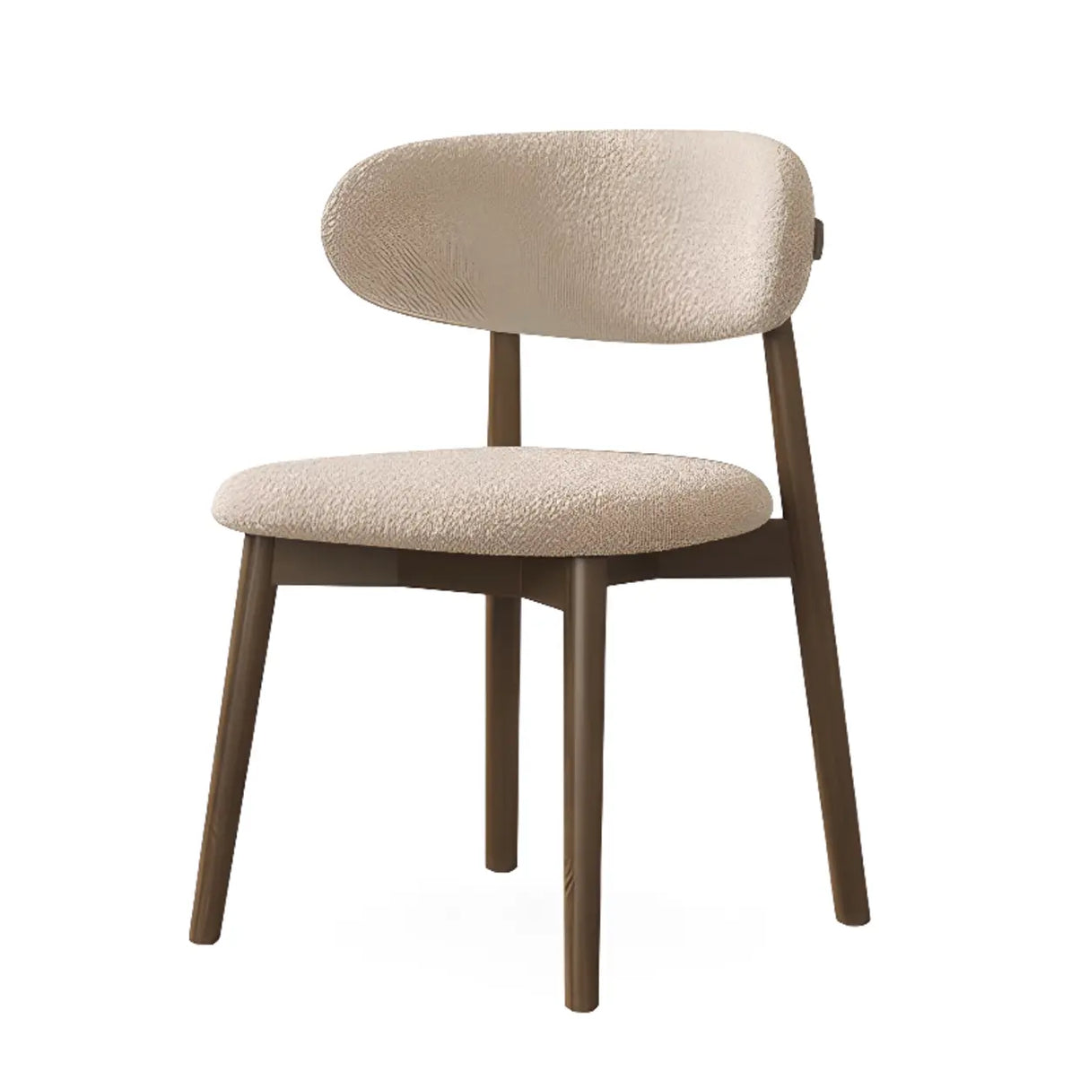 Open Back Round Padded Seating Wood Dining Chair Beige Image - 2