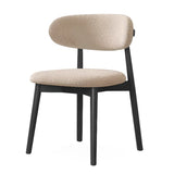 Open Back Round Padded Seating Wood Dining Chair Beige Image - 3
