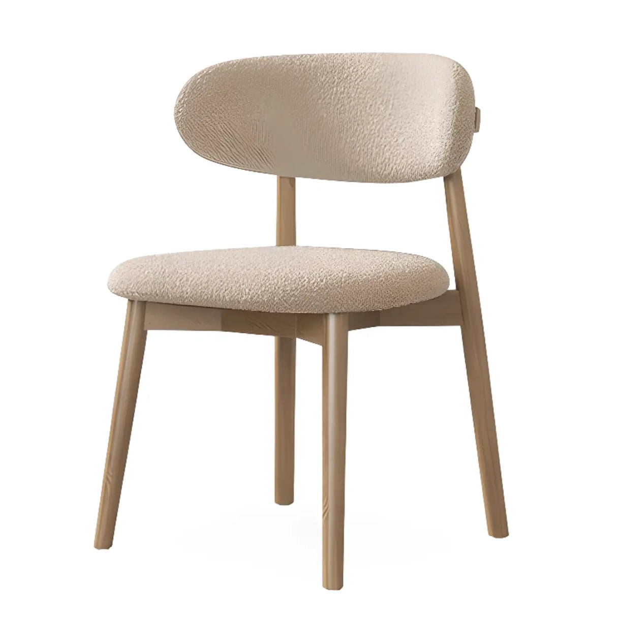 Open Back Round Padded Seating Wood Dining Chair Beige Image - 5