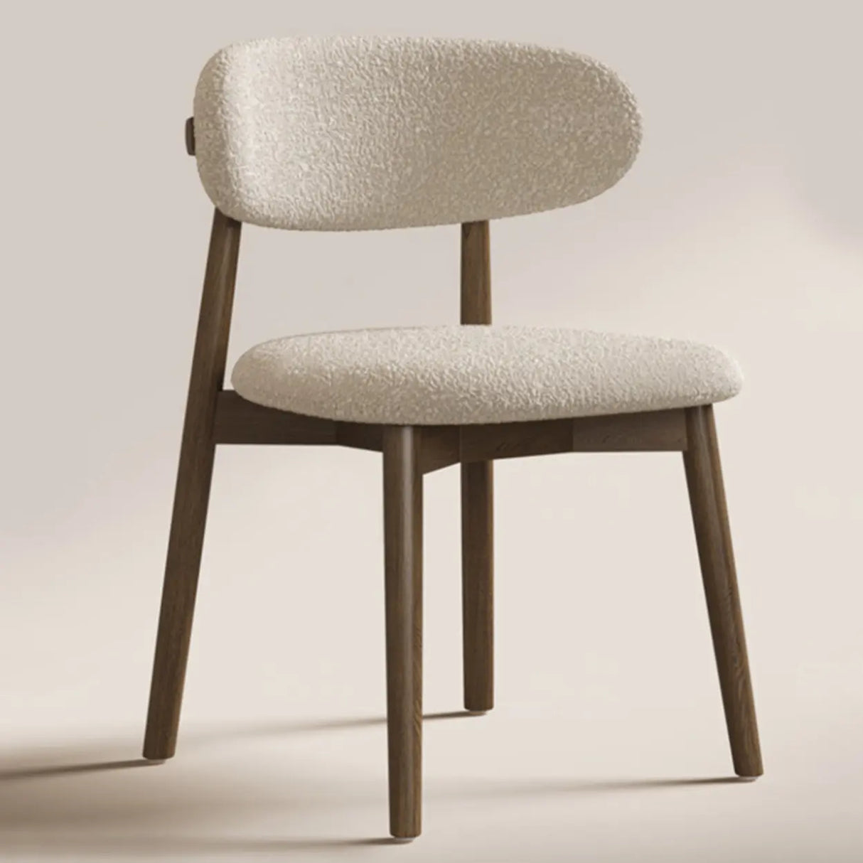 Open Back Round Padded Seating Wood Dining Chair Beige Image - 7