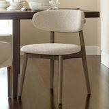 Open Back Round Padded Seating Wood Dining Chair Beige Image - 8