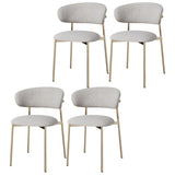 Open Back Velour Dining Side Chair with Metal Legs Image - 14
