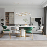 Open Back Velour Dining Side Chair with Metal Legs Image - 1