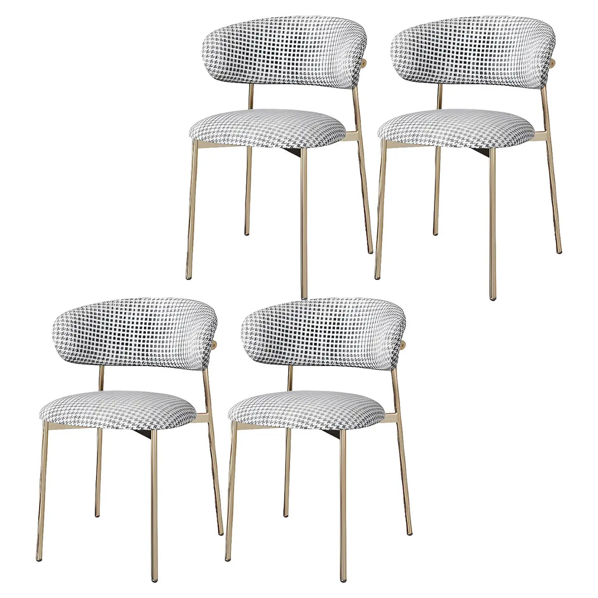 Open Back Velour Dining Side Chair with Metal Legs Image - 22