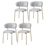 Open Back Velour Dining Side Chair with Metal Legs Image - 22