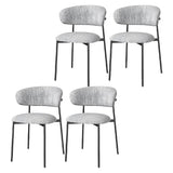 Open Back Velour Dining Side Chair with Metal Legs Image - 23