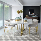 Open Back Velour Dining Side Chair with Metal Legs Image - 6