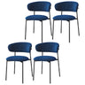 Open Back Velour Dining Side Chair with Metal Legs Image - 7