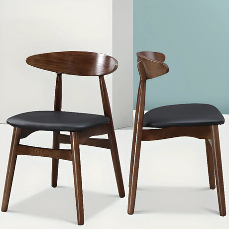 Open Back Wooden Armless Upholstered Dining Chairs Image - 1