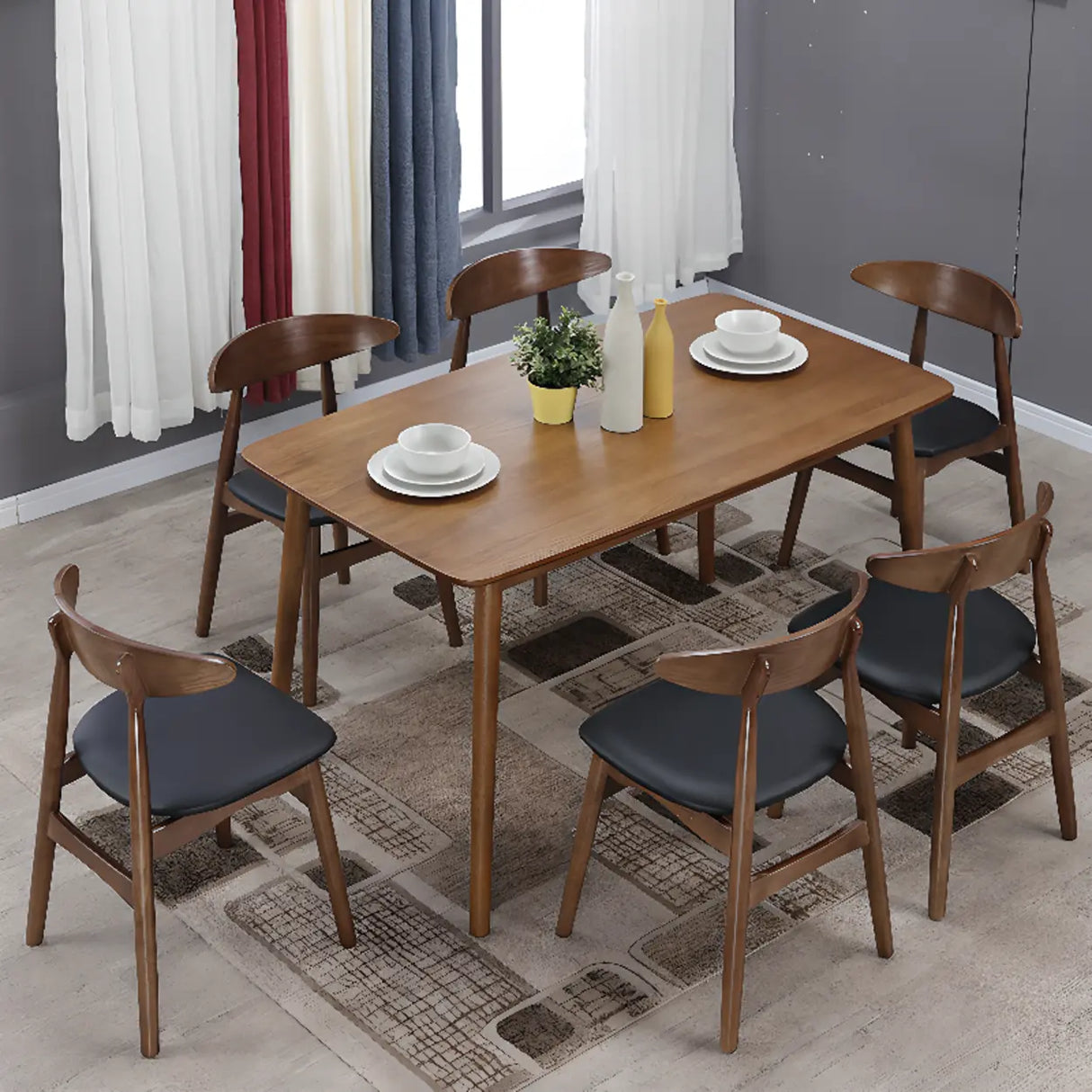Open Back Wooden Armless Upholstered Dining Chairs Image - 6