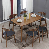 Open Back Wooden Armless Upholstered Dining Chairs Image - 6